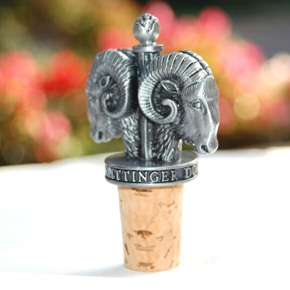 Domaine Carneros By Taittinger Pewter Ram's Head Wine Bottle Stopper With Cork - Picture 1 of 8